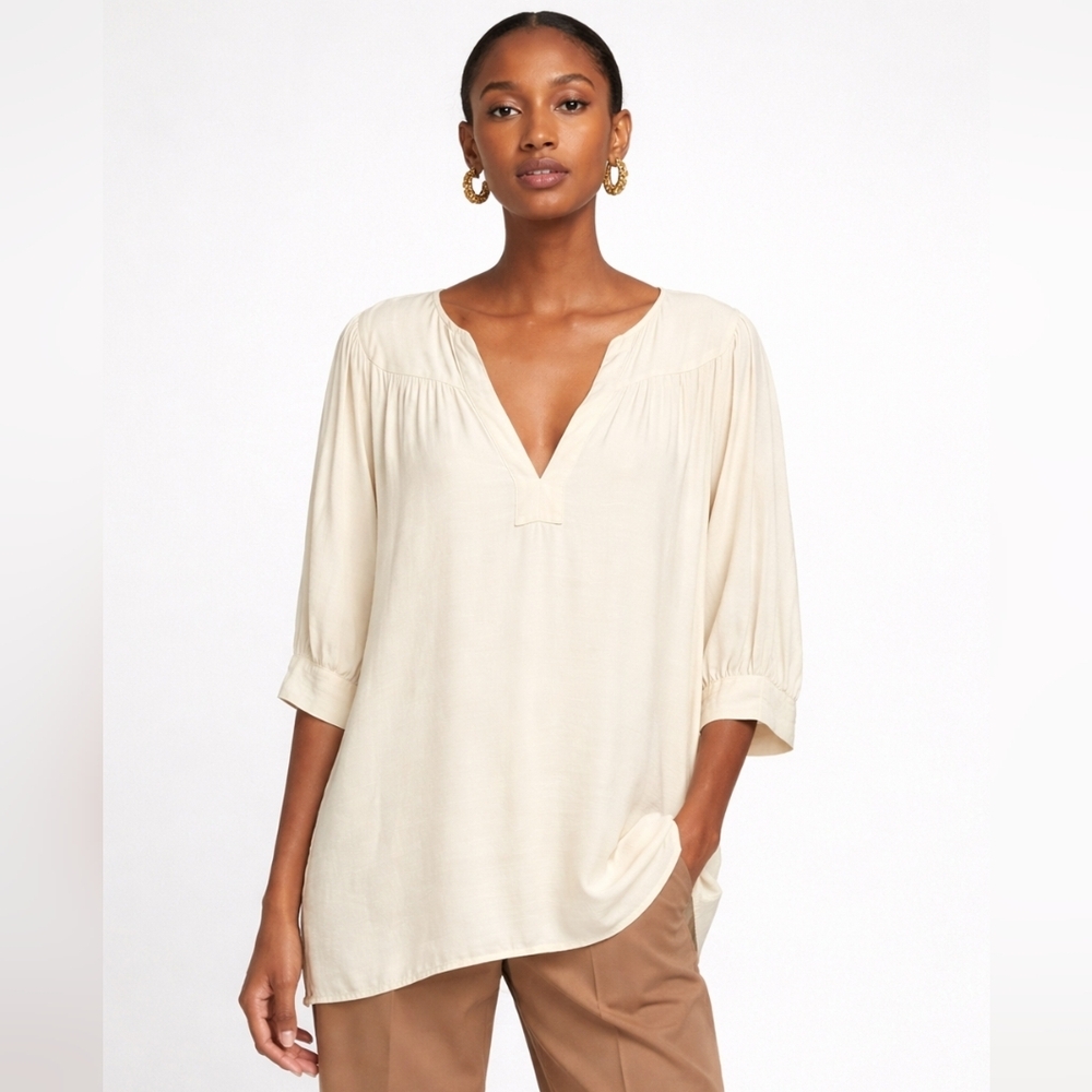HONORINE Women's Blouse in Ivory, Size Medium